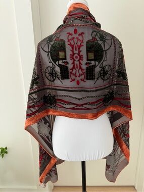 SCARF Sheer Shawl Wrap Burnout Velvet Carriage Pattern Classic Timeless Elegant